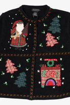 Vintage Black All Points Santa Ugly Christmas Cardigan (1990s)
