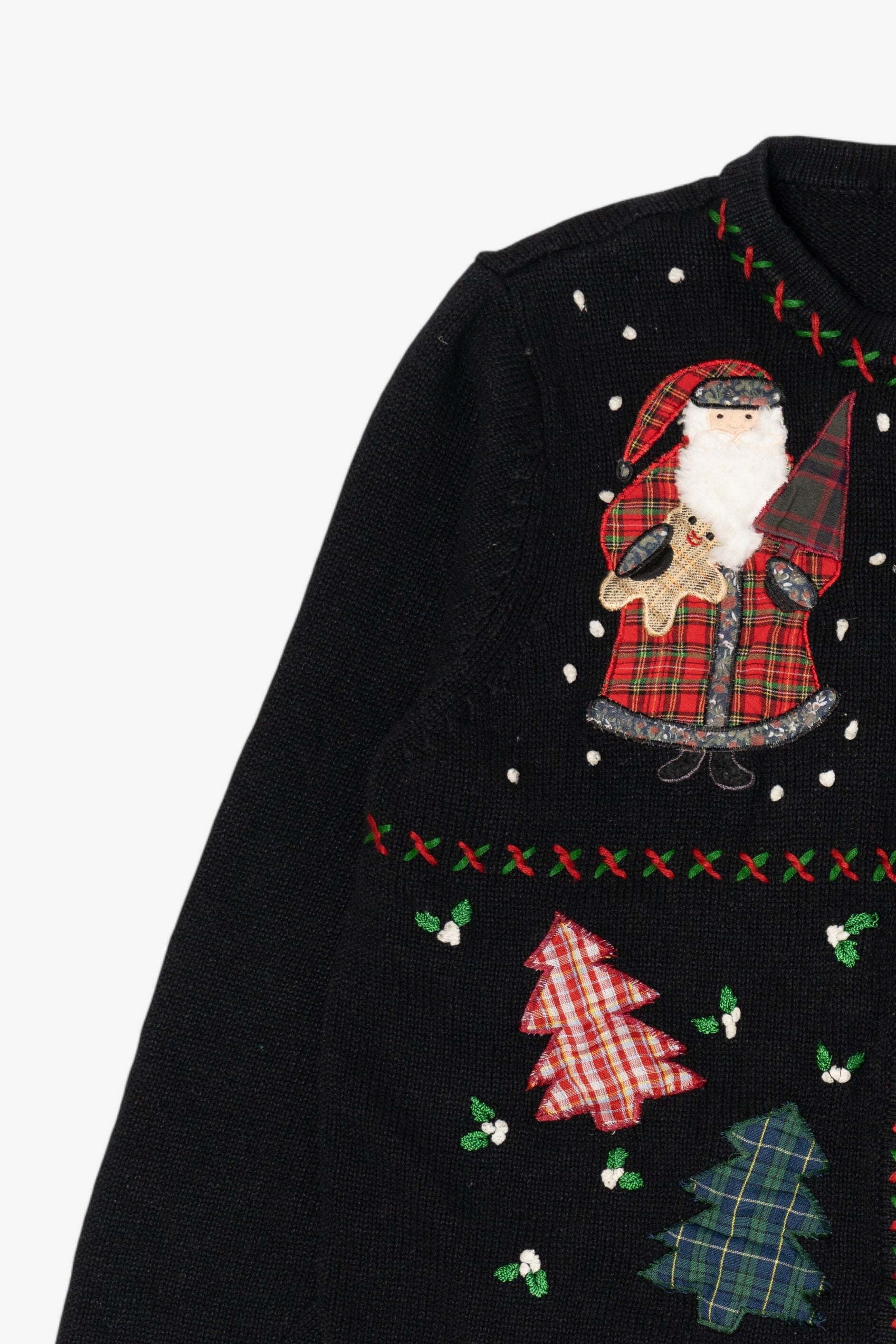 Vintage Black All Points Santa Ugly Christmas Cardigan (1990s)