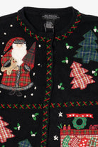 Vintage Black All Points Santa Ugly Christmas Cardigan (1990s)