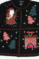 Vintage Black All Points Santa Ugly Christmas Cardigan (1990s)