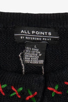 Vintage Black All Points Santa Ugly Christmas Cardigan (1990s)