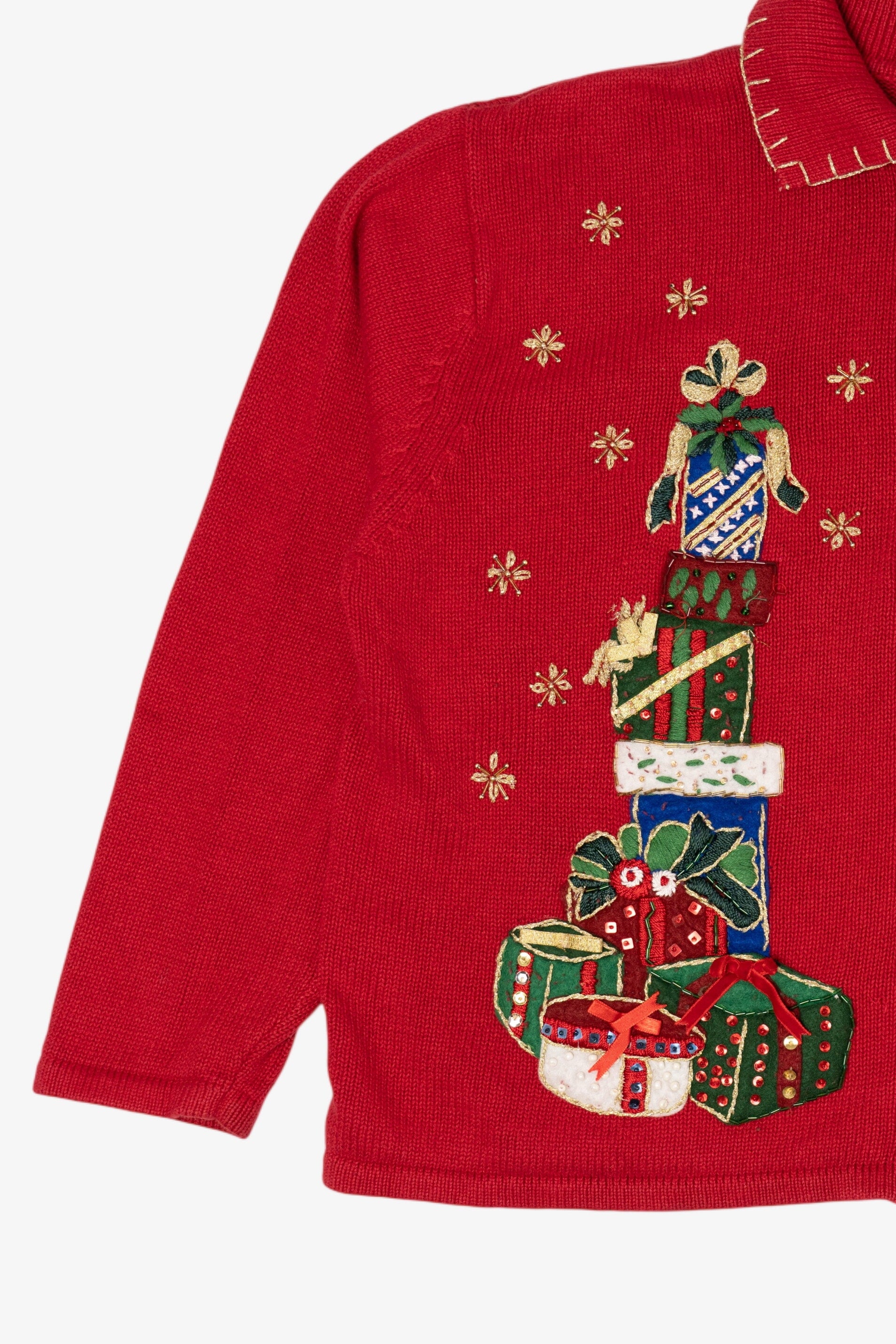 Vintage Red Heirloom Collectible Presents Ugly Christmas Cardigan (2000s)