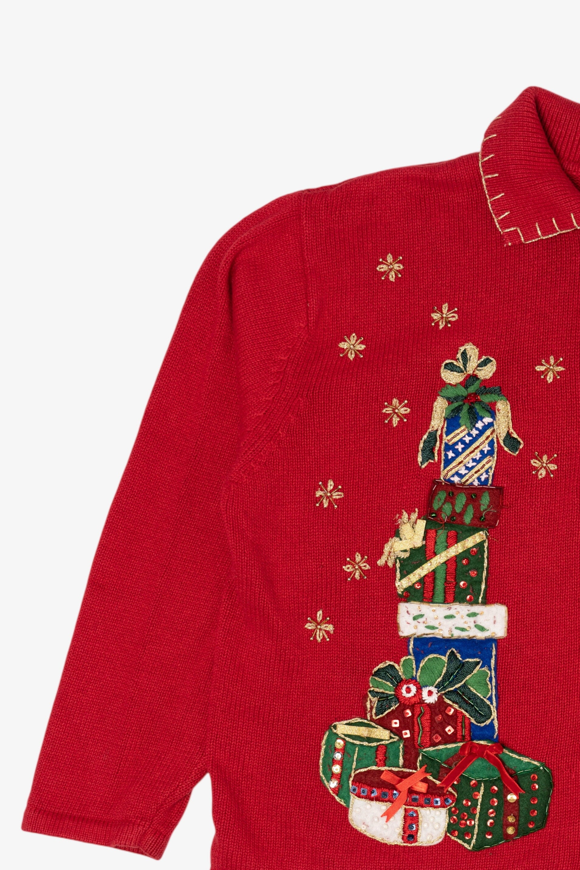 Vintage Red Heirloom Collectible Presents Ugly Christmas Cardigan (2000s)