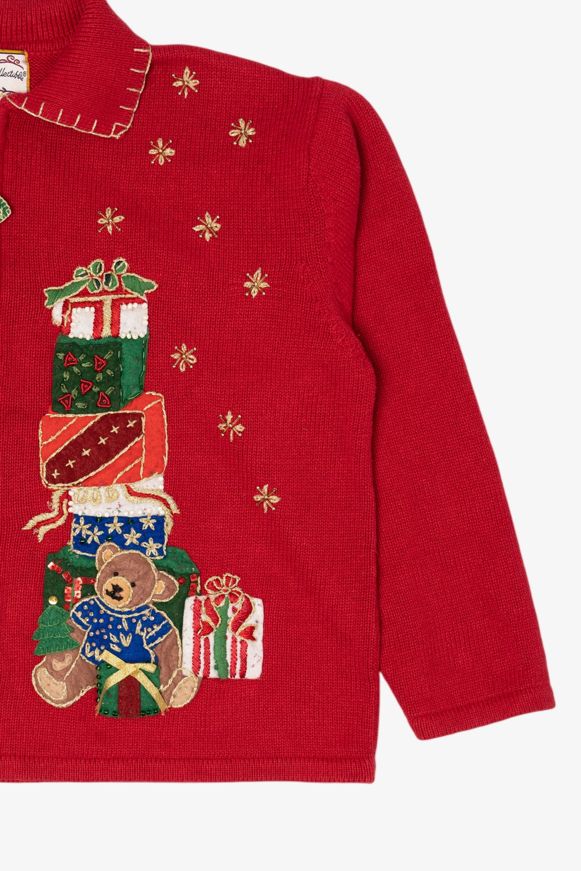 Vintage Red Heirloom Collectible Presents Ugly Christmas Cardigan (2000s)