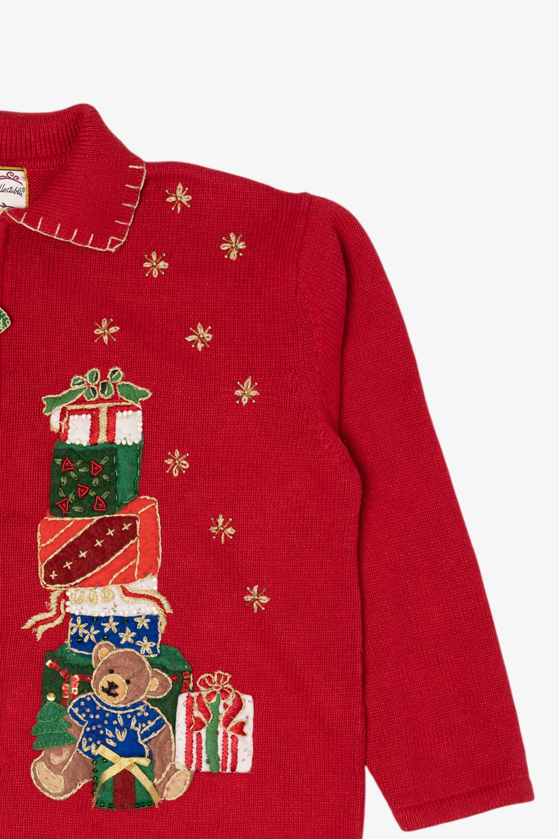 Vintage Red Heirloom Collectible Presents Ugly Christmas Cardigan (2000s)