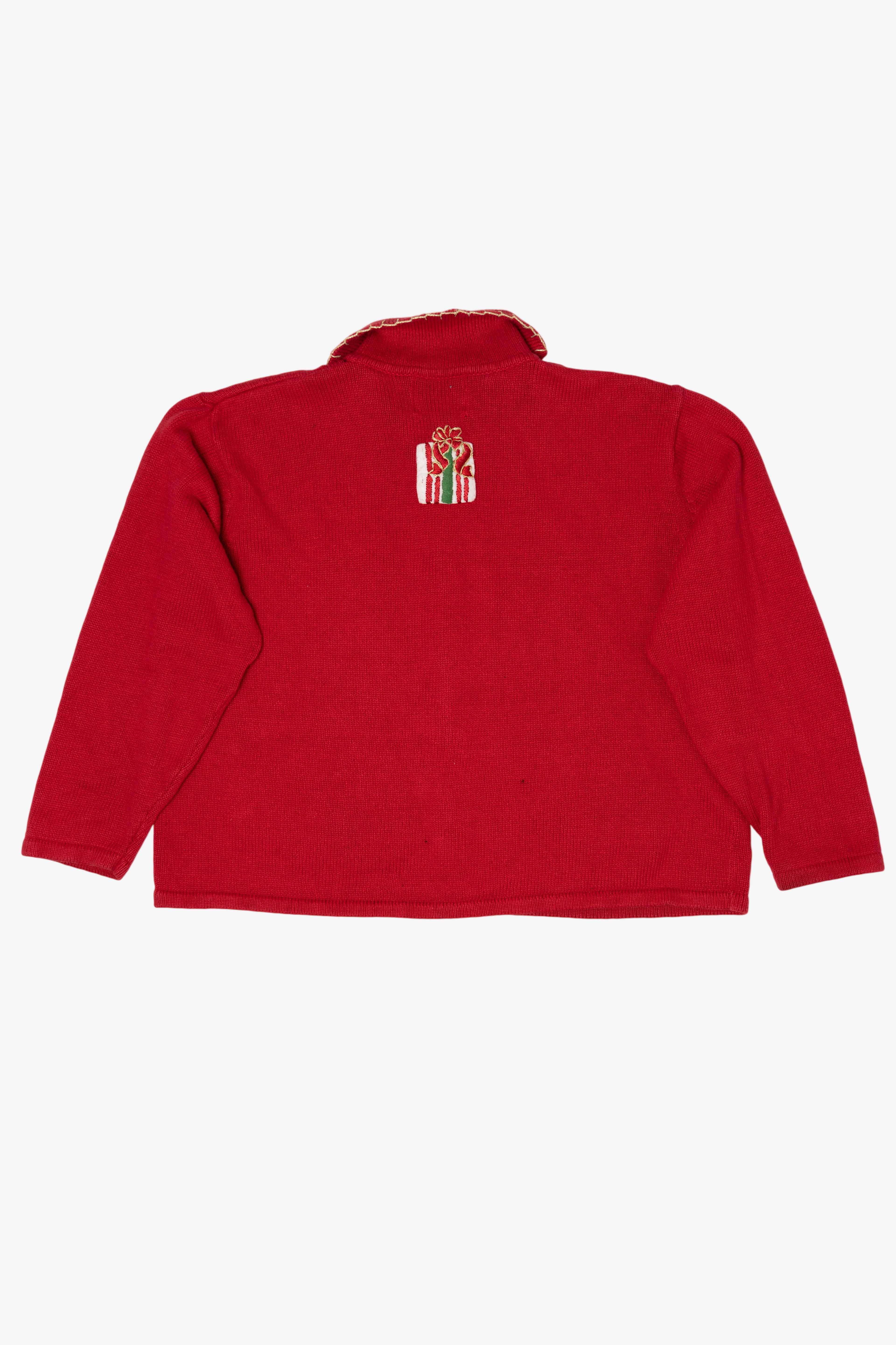Vintage Red Heirloom Collectible Presents Ugly Christmas Cardigan (2000s)
