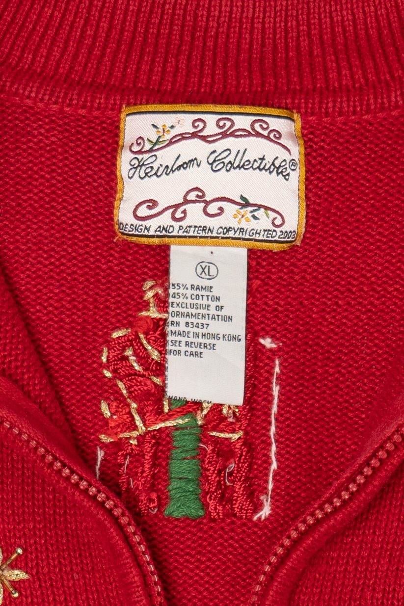 Vintage Red Heirloom Collectible Presents Ugly Christmas Cardigan (2000s)