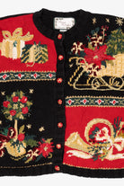Vintage Black Private Collection Ugly Christmas Cardigan (1990s)