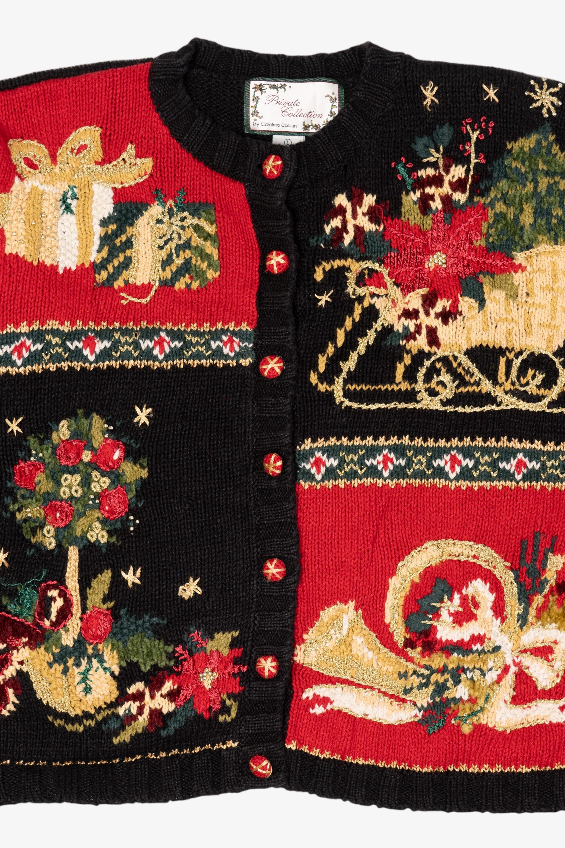 Vintage Black Private Collection Ugly Christmas Cardigan (1990s)
