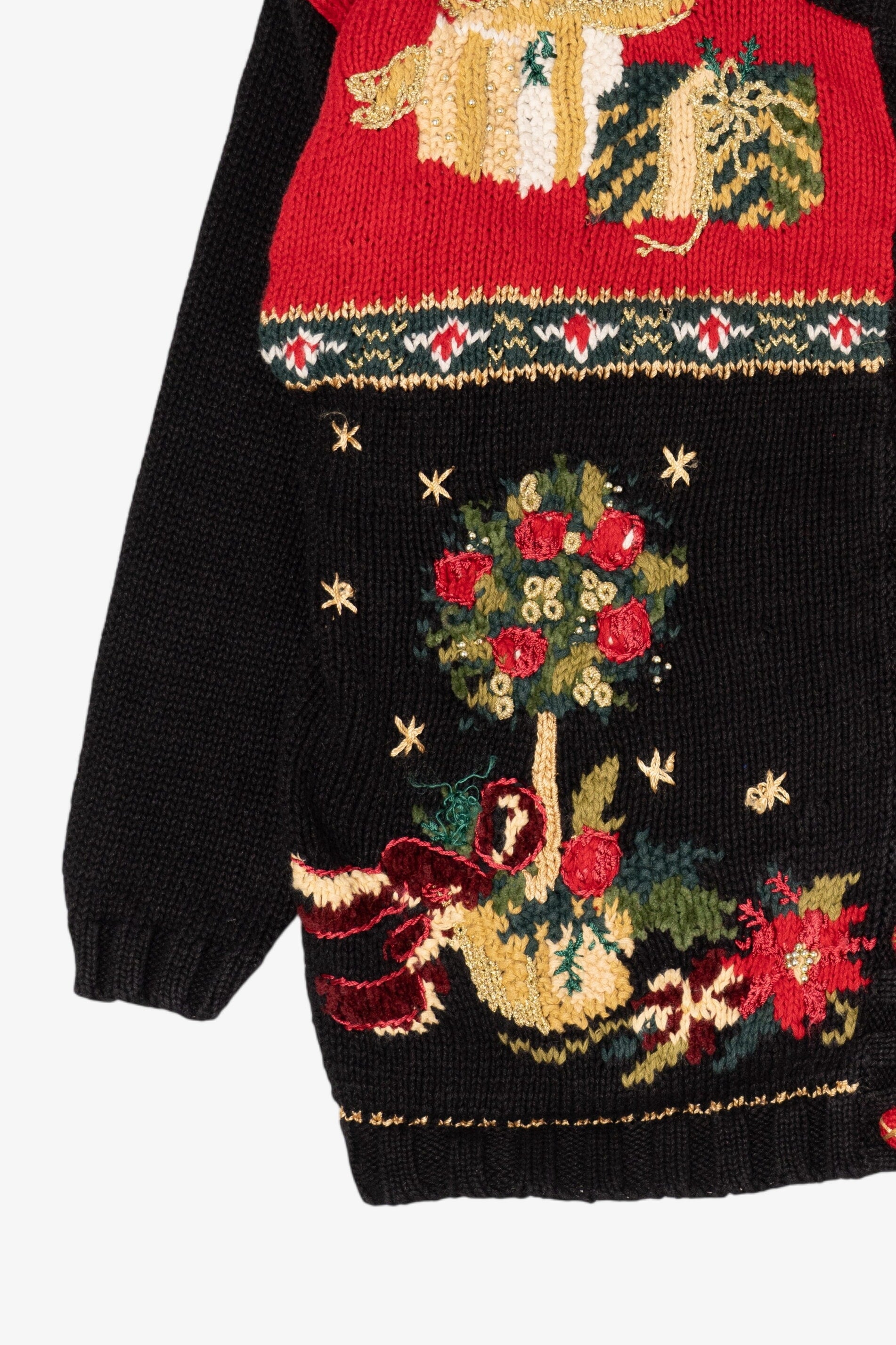 Vintage Black Private Collection Ugly Christmas Cardigan (1990s)