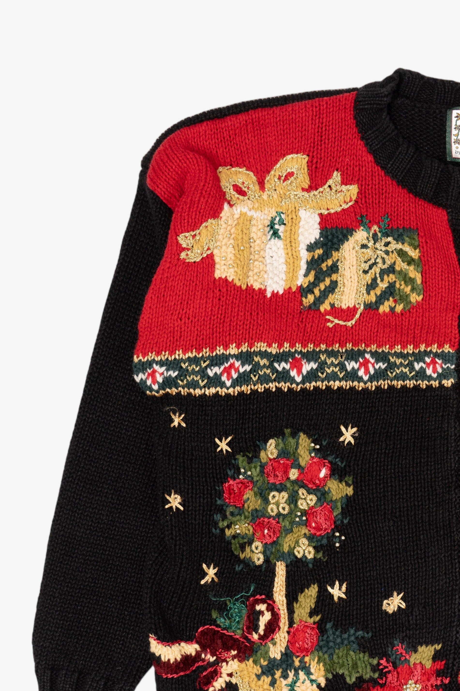 Vintage Black Private Collection Ugly Christmas Cardigan (1990s)