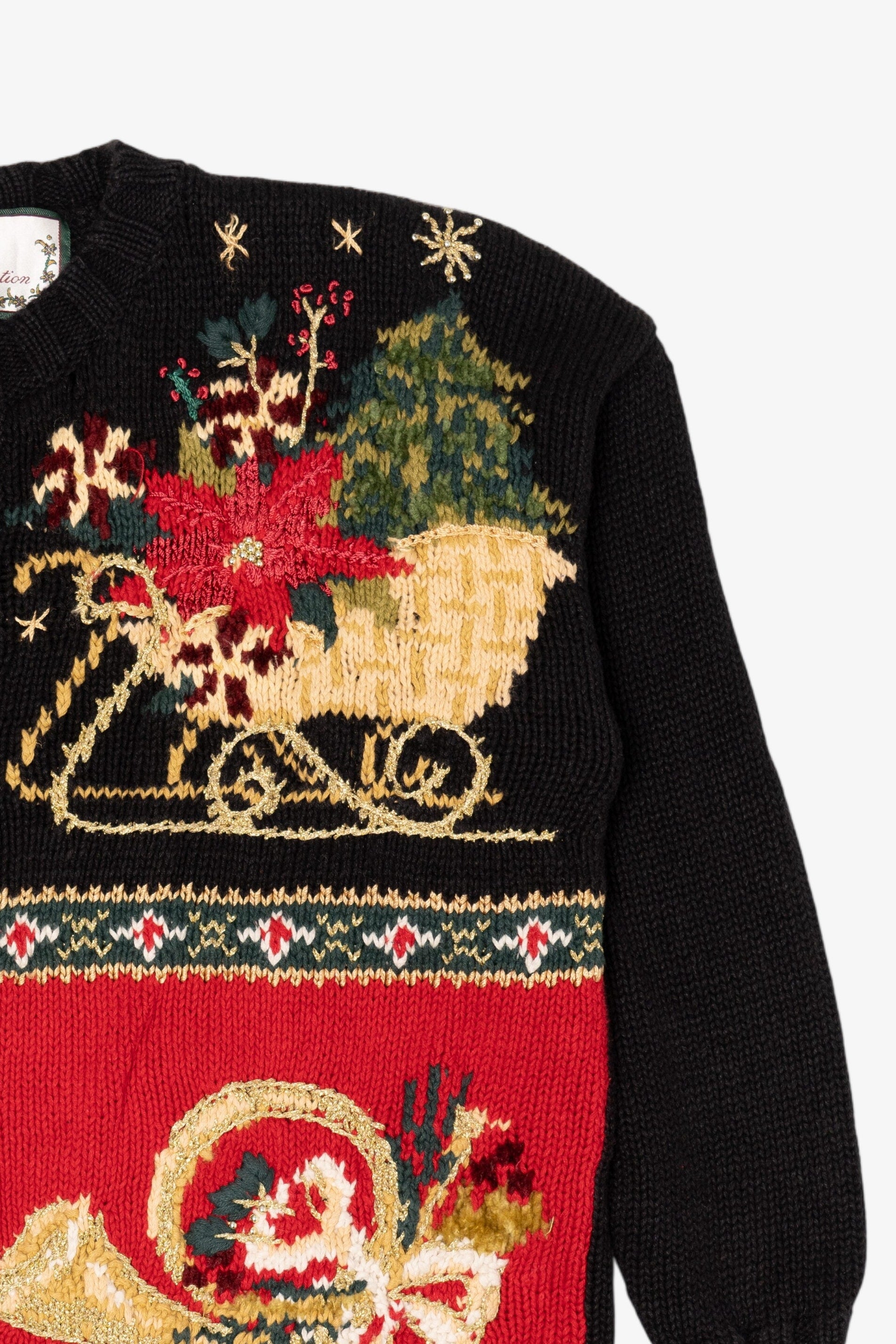 Vintage Black Private Collection Ugly Christmas Cardigan (1990s)