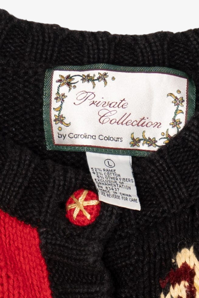Vintage Black Private Collection Ugly Christmas Cardigan (1990s)