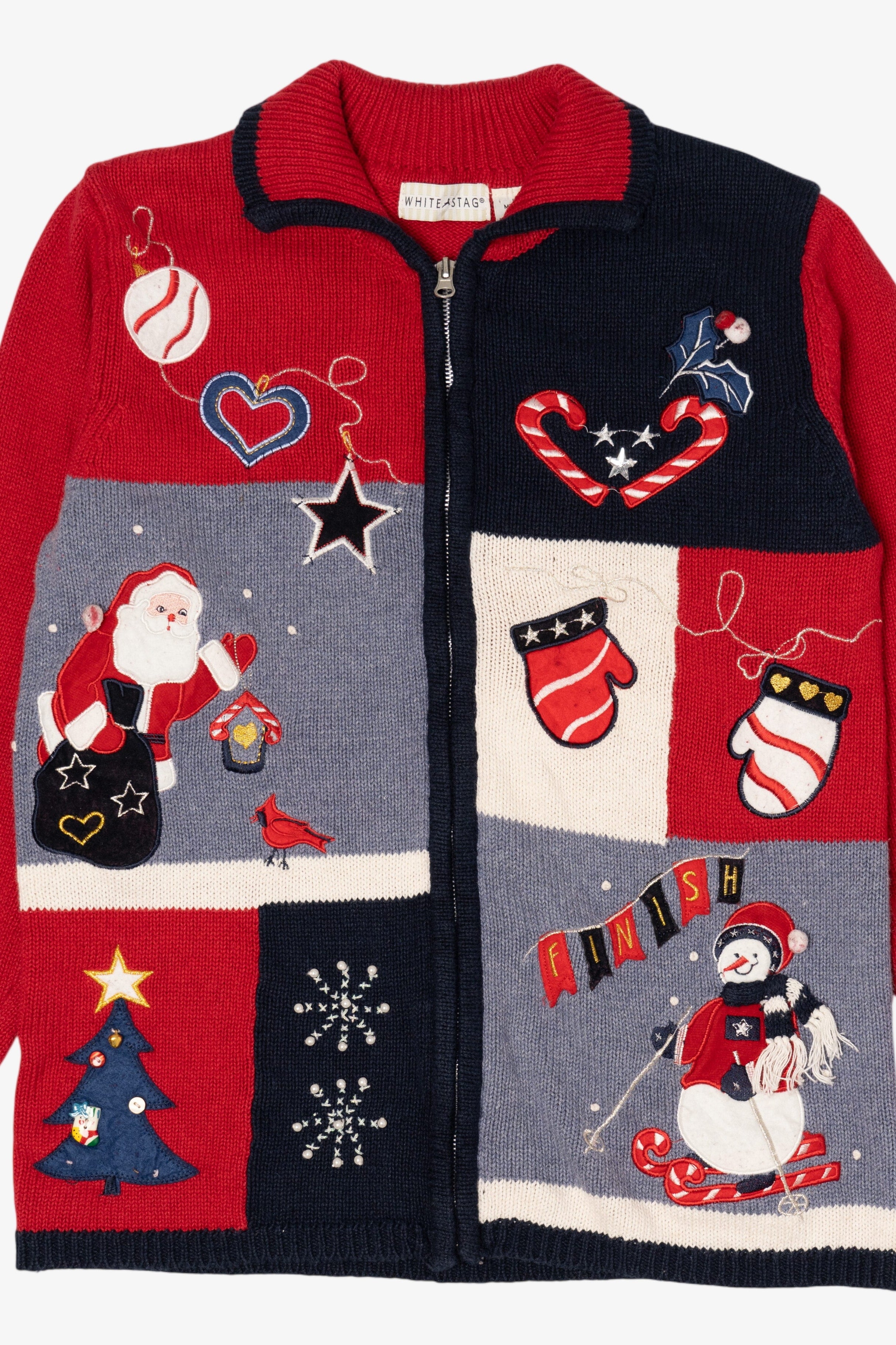 Vintage Red White Stag Ugly Christmas Cardigan (1990s)