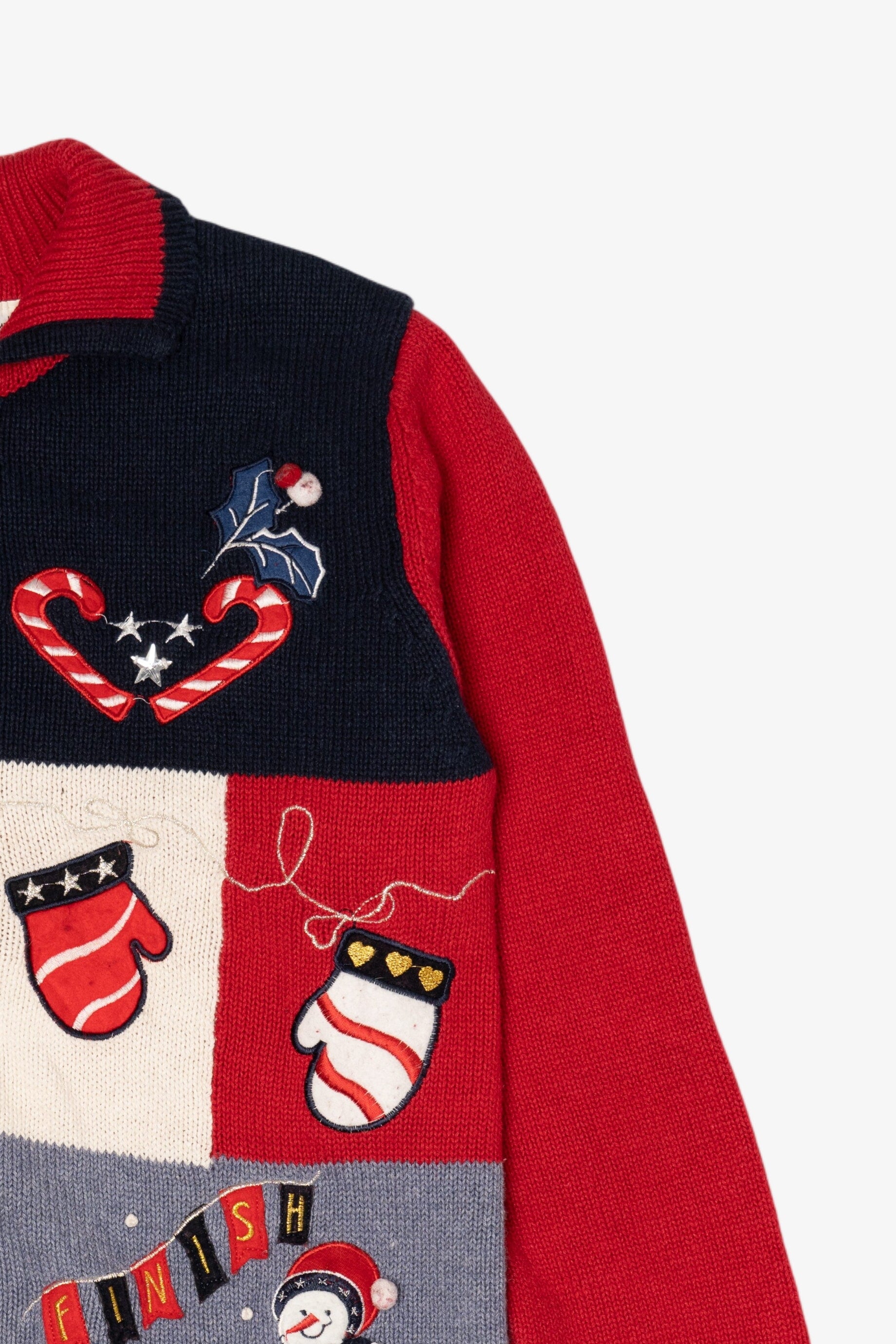 Vintage Red White Stag Ugly Christmas Cardigan (1990s)