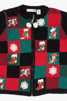 Vintage Black Victoria Jones Stockings Ugly Christmas Cardigan (1990s)