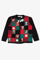 Vintage Black Victoria Jones Stockings Ugly Christmas Cardigan (1990s)