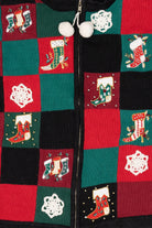 Vintage Black Victoria Jones Stockings Ugly Christmas Cardigan (1990s)