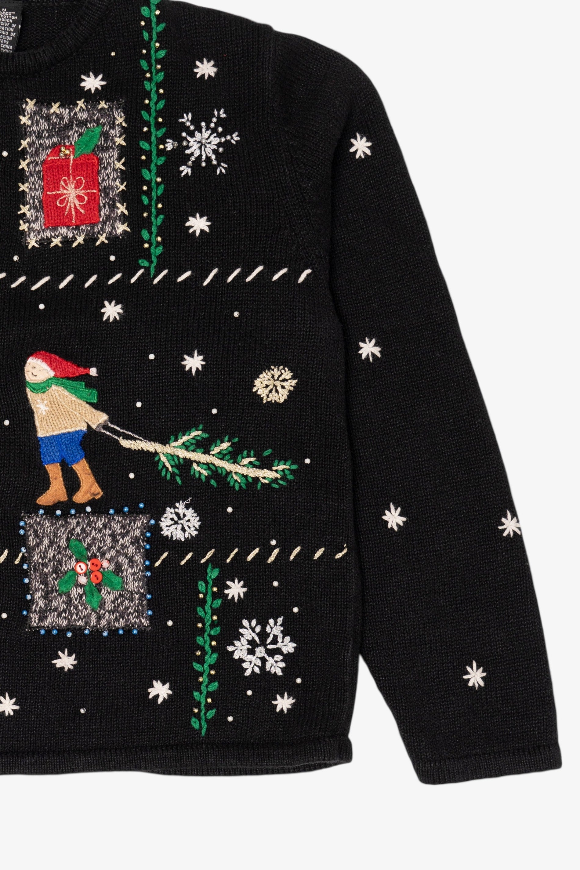Vintage Black Erika Ugly Christmas Cardigan (1990s)
