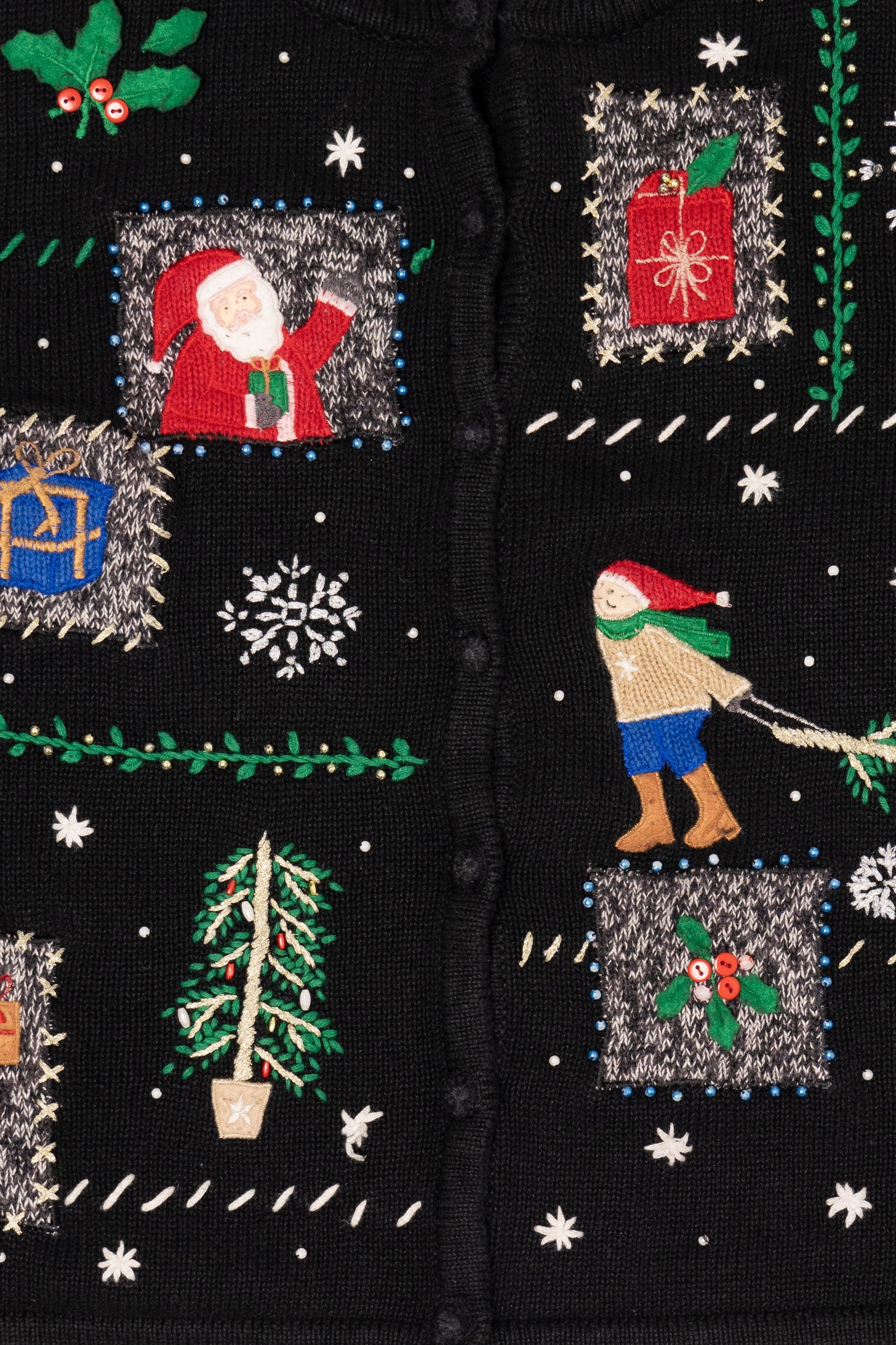Vintage Black Erika Ugly Christmas Cardigan (1990s)