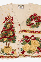 Vintage Ivory Tiara International Ugly Christmas Cardigan (1990s)