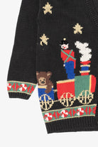 Vintage Black That's Me! Toys On A Train Ugly Christmas Cardigan (1990s)