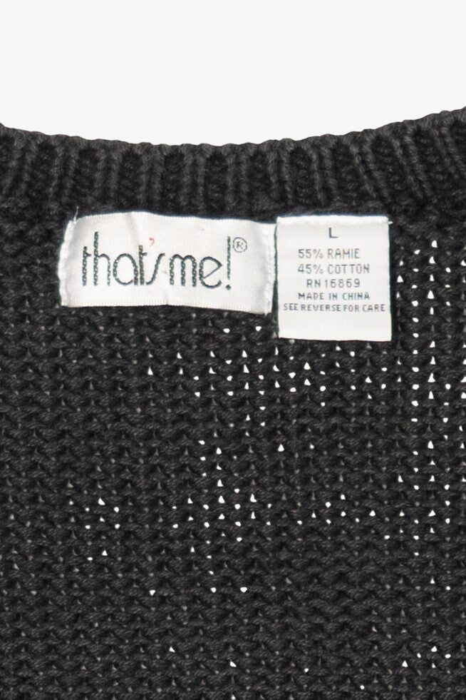 Vintage Black That's Me! Toys On A Train Ugly Christmas Cardigan (1990s)