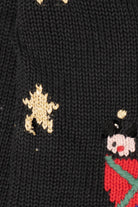 Vintage Black That's Me! Toys On A Train Ugly Christmas Cardigan (1990s)