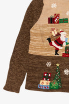 Vintage Brown Heirloom Collectibles Santa Ugly Christmas Cardigan (2000s)