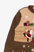 Vintage Brown Heirloom Collectibles Santa Ugly Christmas Cardigan (2000s)