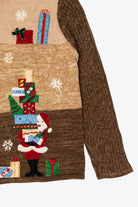 Vintage Brown Heirloom Collectibles Santa Ugly Christmas Cardigan (2000s)