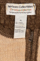 Vintage Brown Heirloom Collectibles Santa Ugly Christmas Cardigan (2000s)
