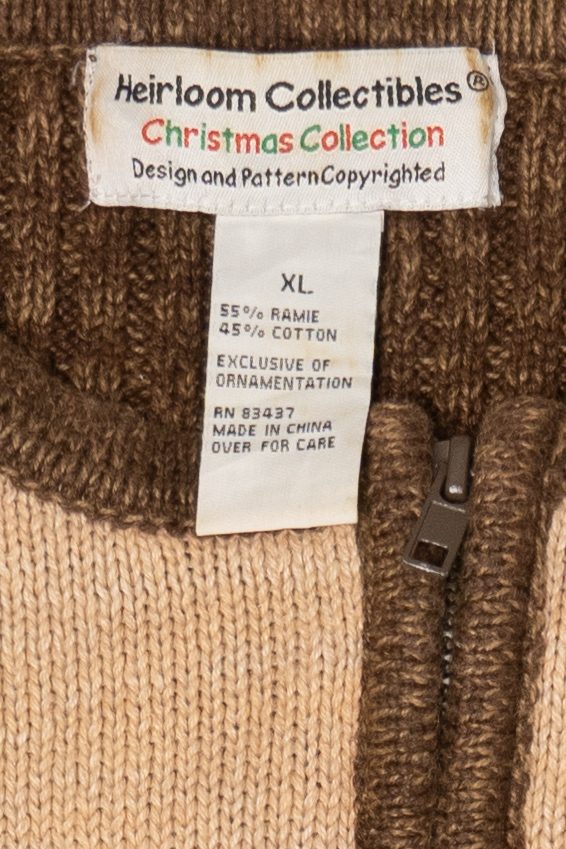 Vintage Brown Heirloom Collectibles Santa Ugly Christmas Cardigan (2000s)