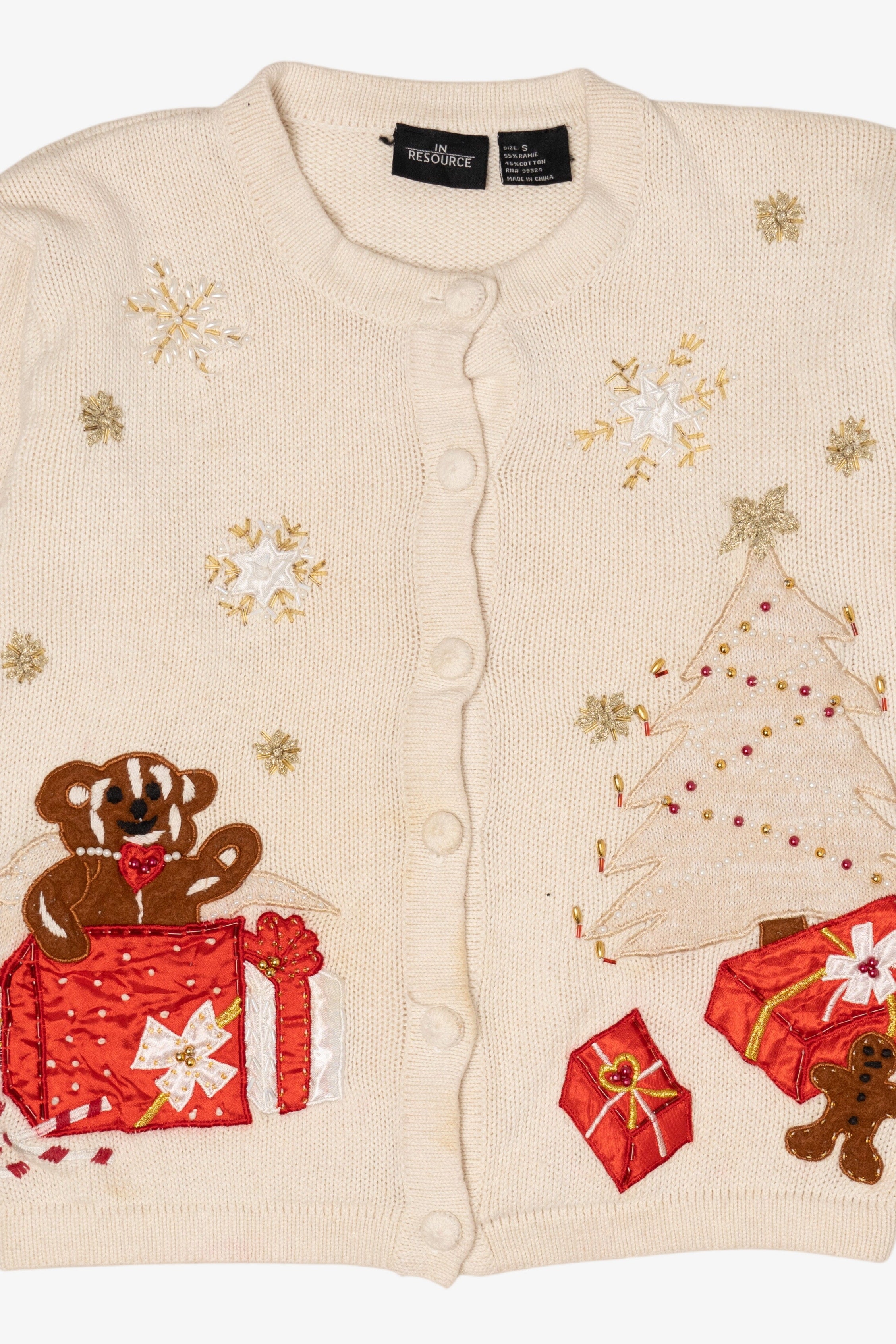 Vintage White In Resource Presents Ugly Christmas Cardigan (1990s)