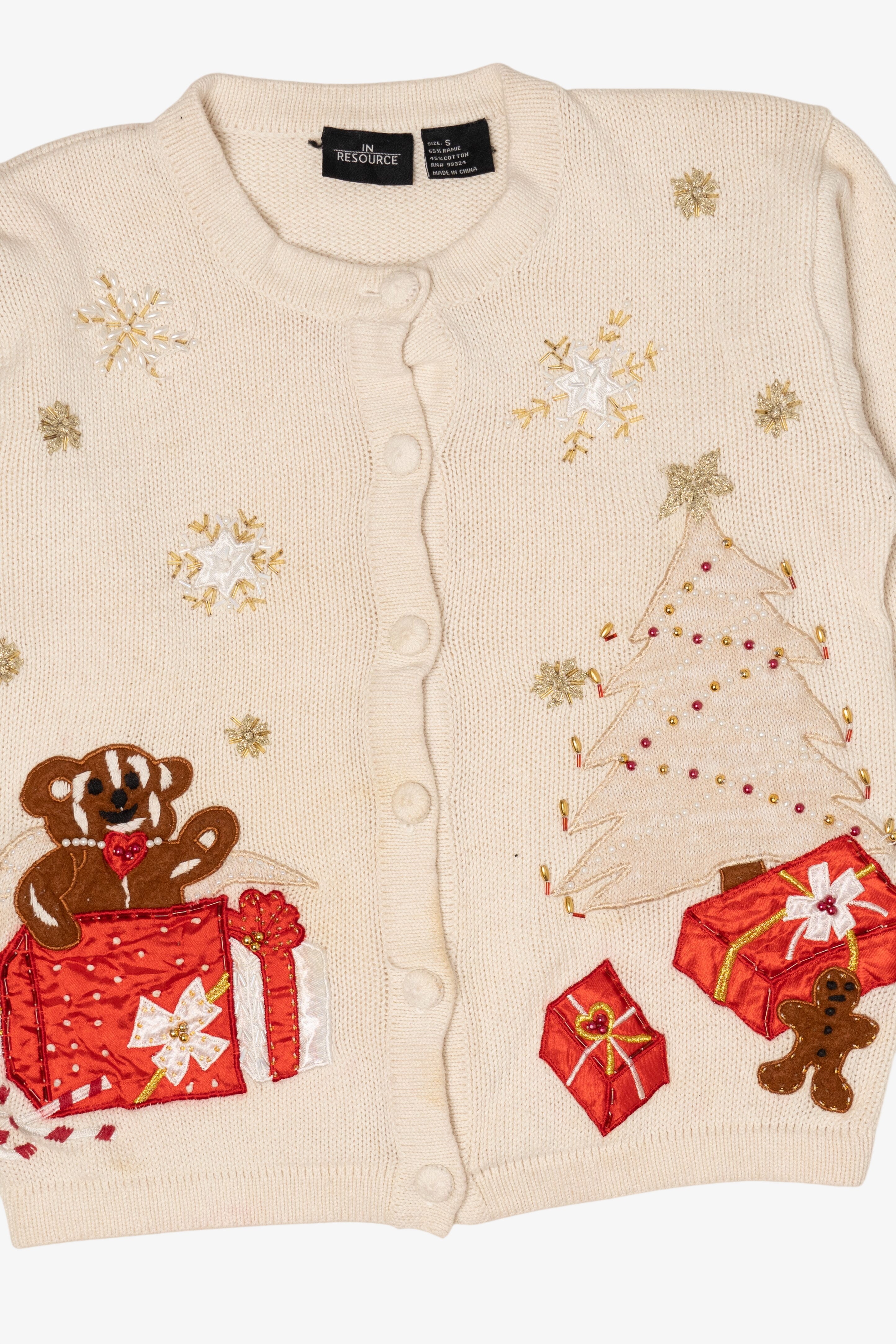 Vintage White In Resource Presents Ugly Christmas Cardigan (1990s)