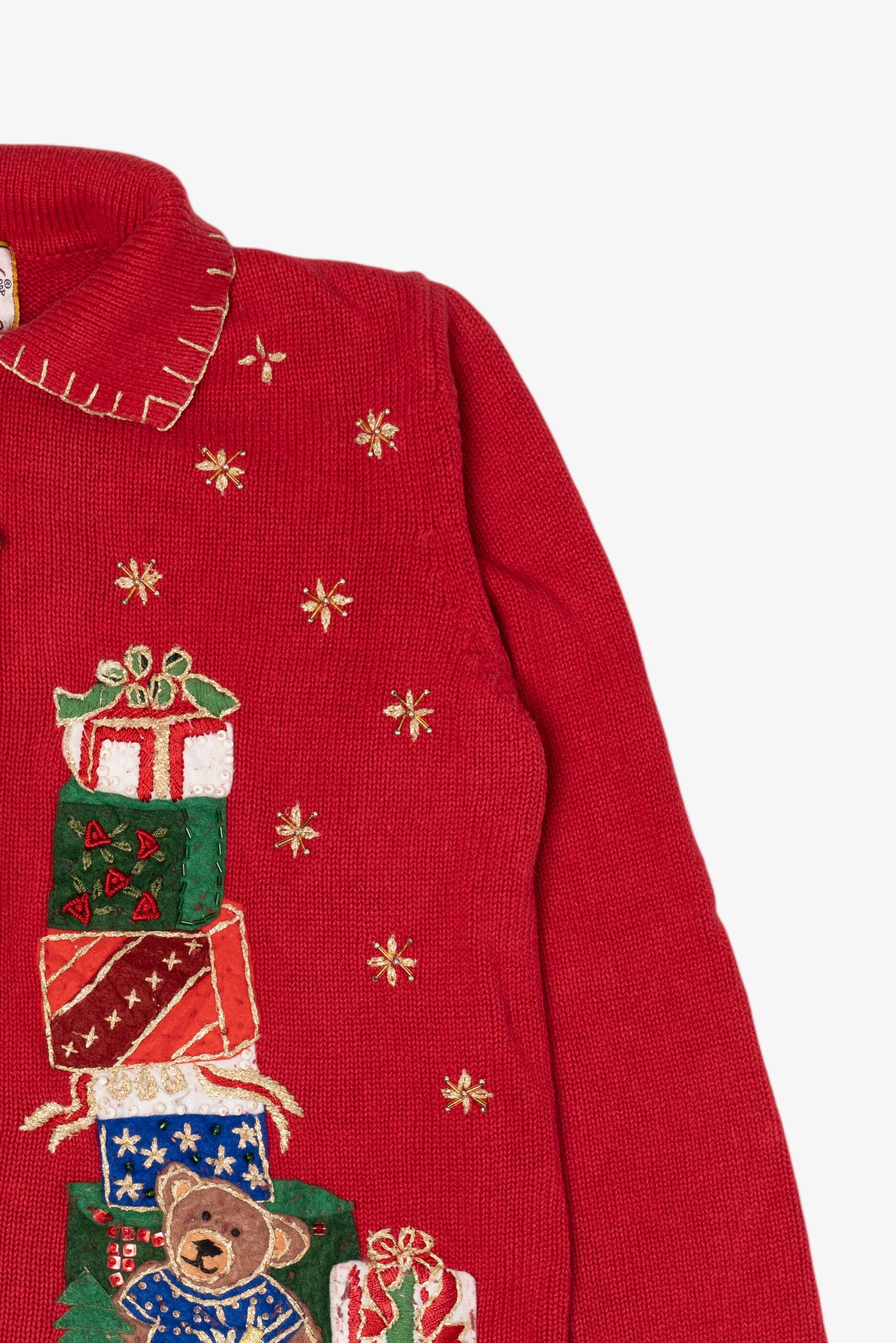 Vintage Red Heirloom Collectible Presents Ugly Christmas Cardigan (2000s)