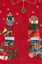 Vintage Red Heirloom Collectible Presents Ugly Christmas Cardigan (2000s)