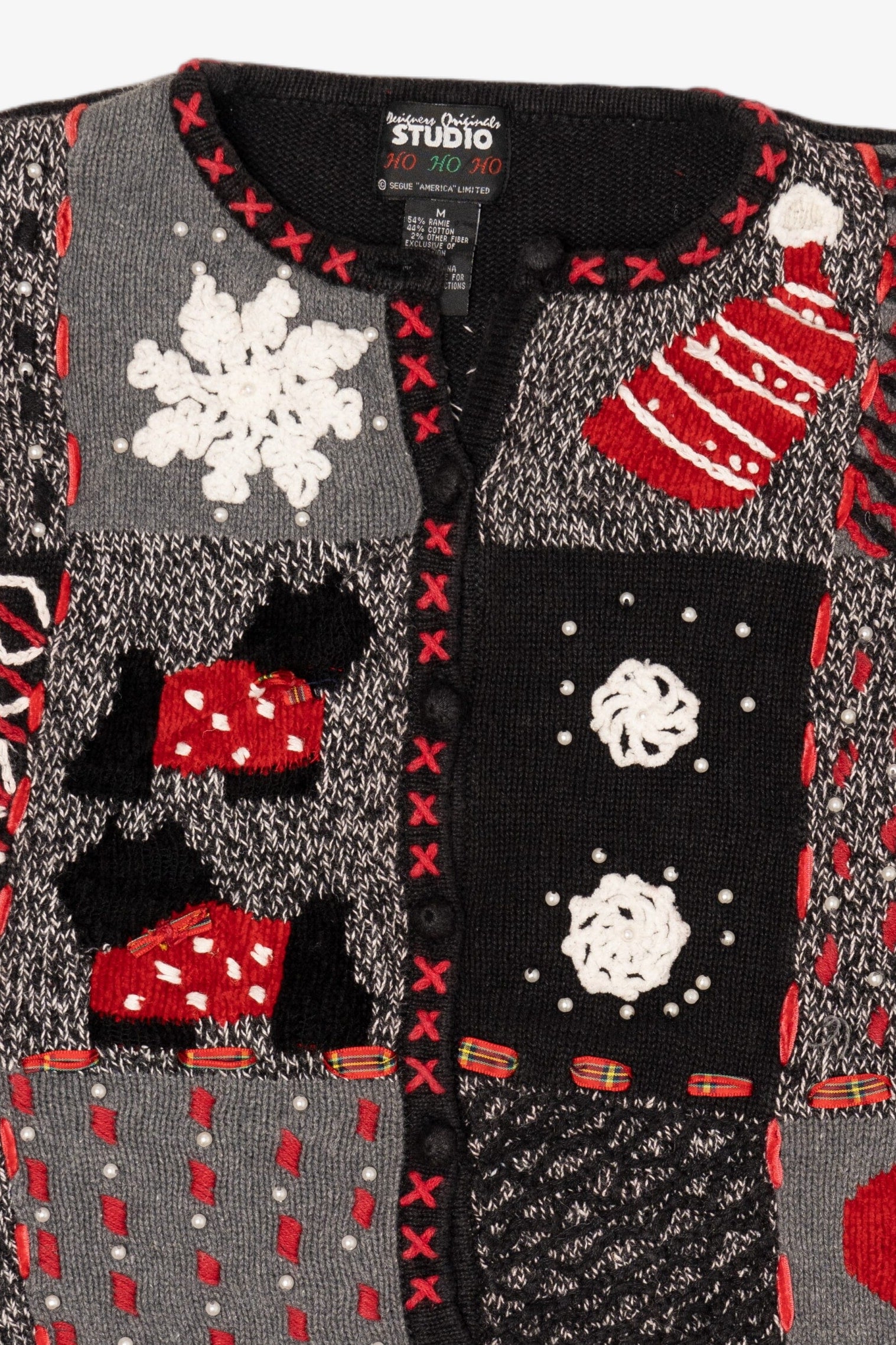 Vintage Gray Designers Originals Studio Dogs Christmas Cardigan (1990s)