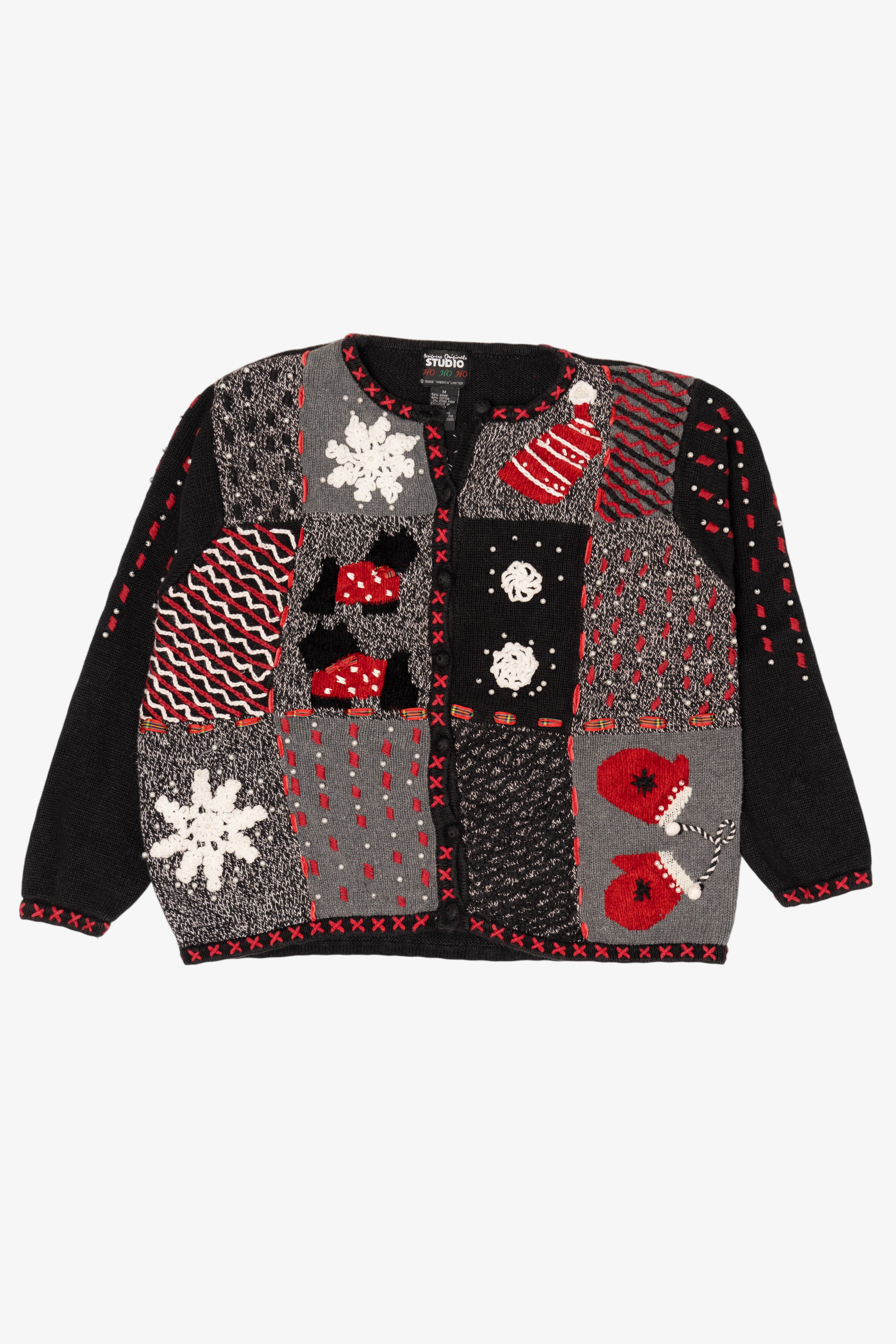 Vintage Gray Designers Originals Studio Dogs Christmas Cardigan (1990s)