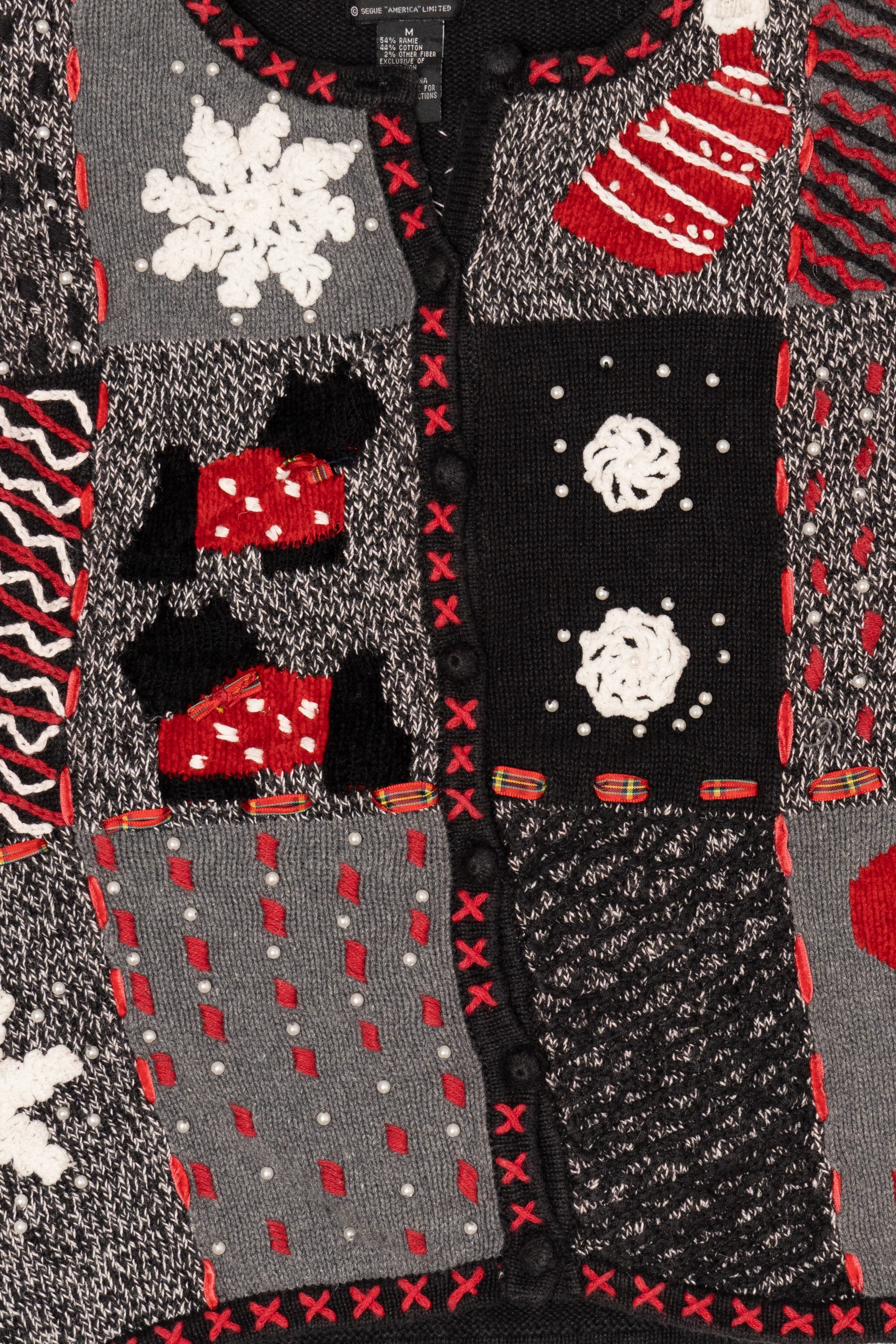 Vintage Gray Designers Originals Studio Dogs Christmas Cardigan (1990s)