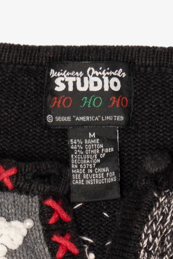 Vintage Gray Designers Originals Studio Dogs Christmas Cardigan (1990s)
