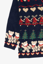 Vintage Navy Blue Nutcracker Bears Ugly Christmas Cardigan (1980s)