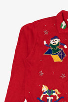 Vintage Red Victoria Jones Toys Ugly Christmas Cardigan (1990s)