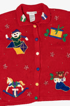 Vintage Red Victoria Jones Toys Ugly Christmas Cardigan (1990s)