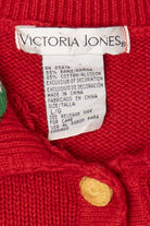 Vintage Red Victoria Jones Toys Ugly Christmas Cardigan (1990s)