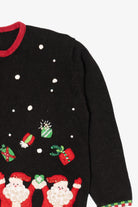 Vintage Black Tiara International Santas Throwing Presents Ugly Christmas Cardigan (2000s)
