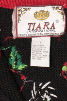 Vintage Black Tiara International Santas Throwing Presents Ugly Christmas Cardigan (2000s)