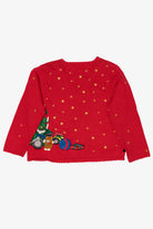 Vintage Red Designers Originals Studio Santa Placing Presents Ugly Christmas Cardigan (1990s)