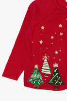 Vintage Red Tiara International Trees Ugly Christmas Cardigan (2000s)