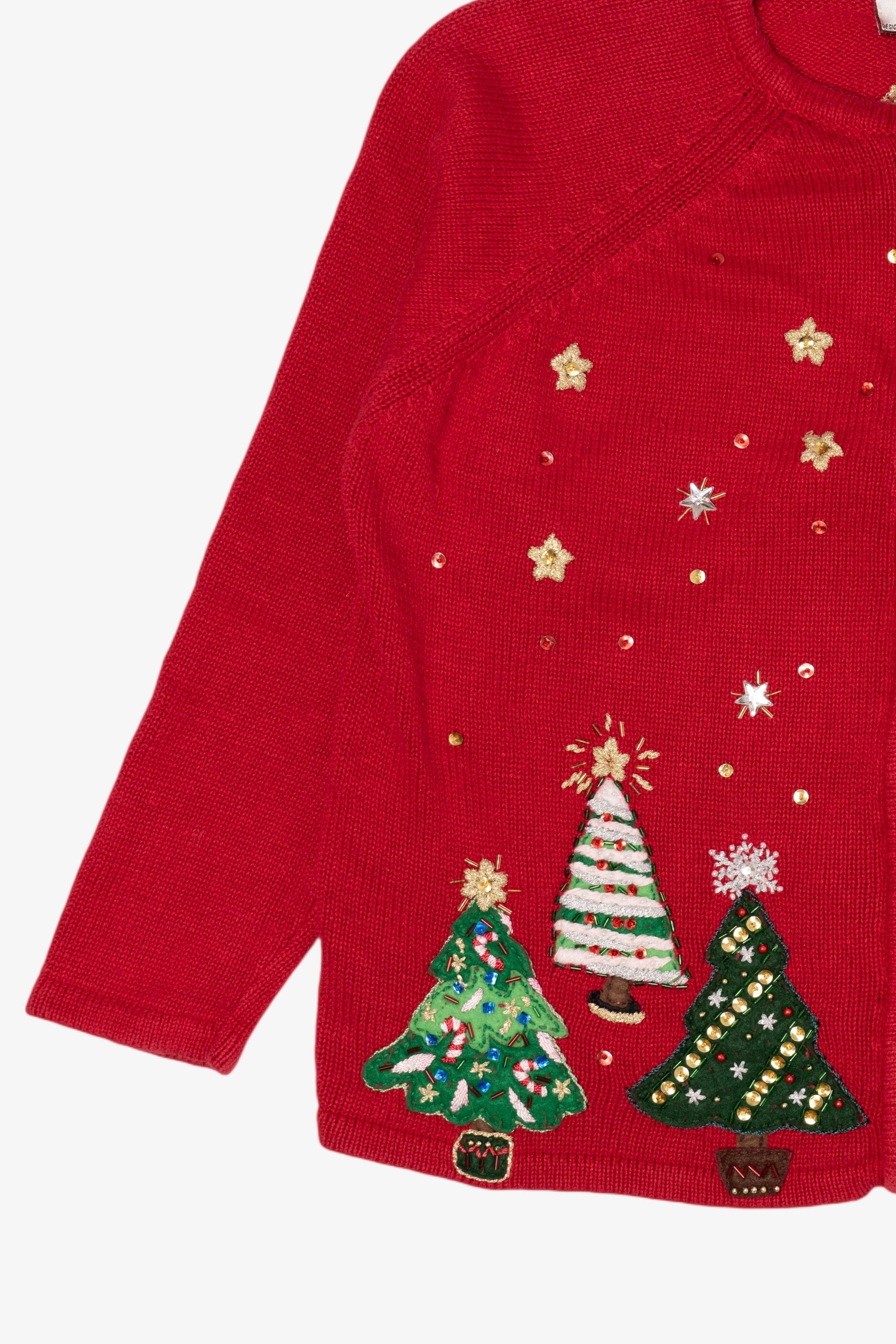 Vintage Red Tiara International Trees Ugly Christmas Cardigan (2000s)